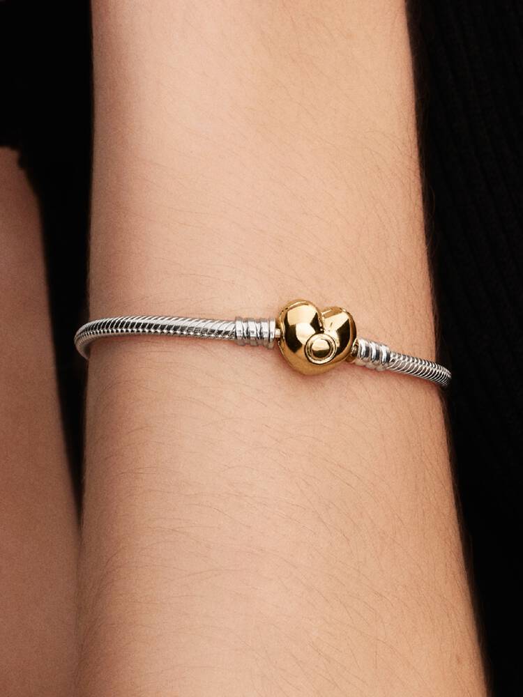 Pulsera cadena de serpiente con broche de corazón oro