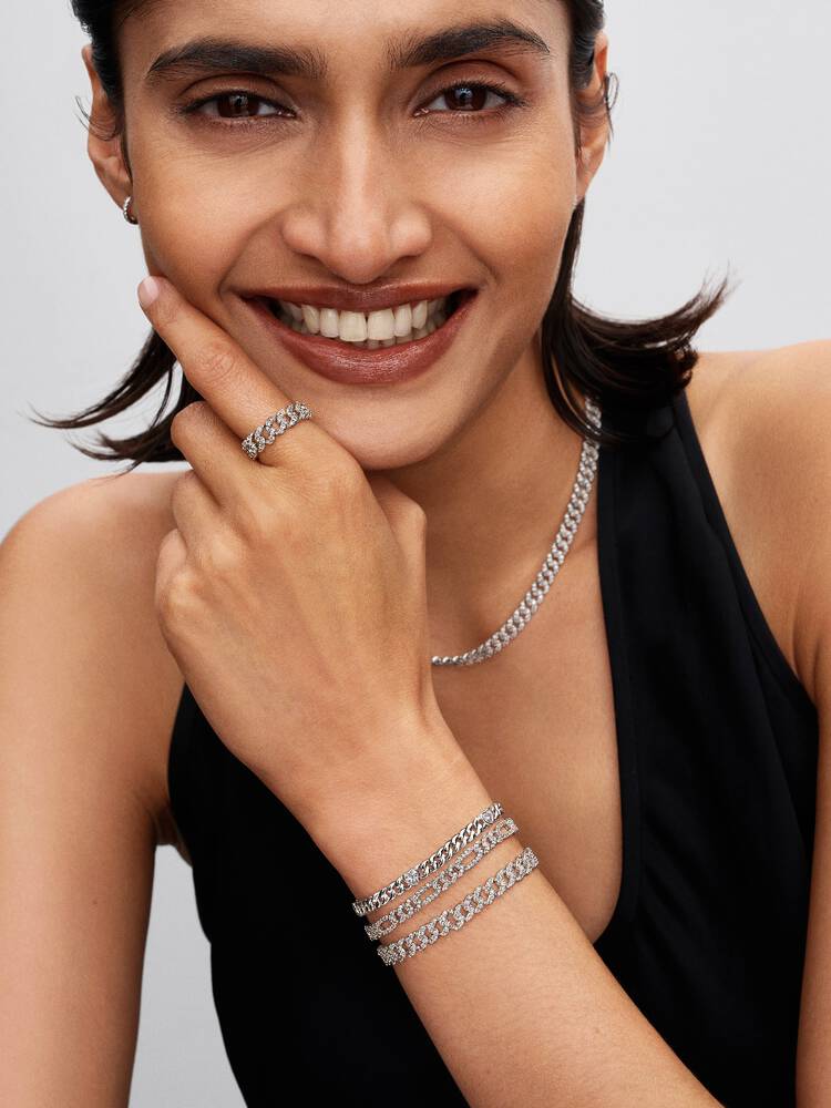 Pulsera de cadena cubana en pavé de Pandora