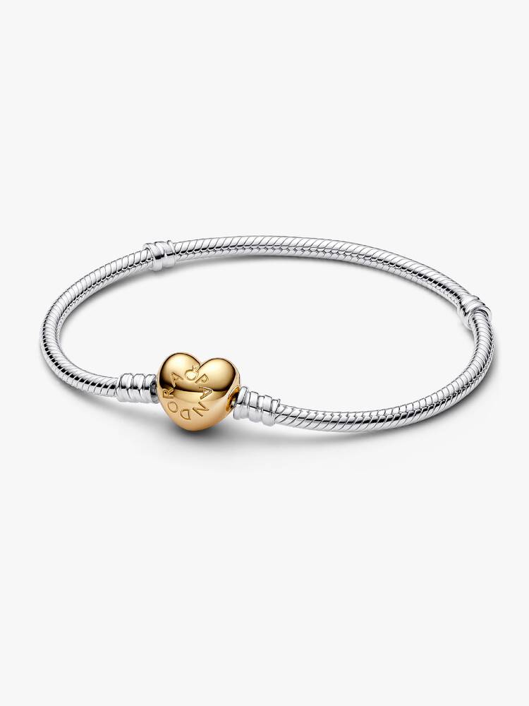 Pulsera cadena de serpiente con broche de corazón oro