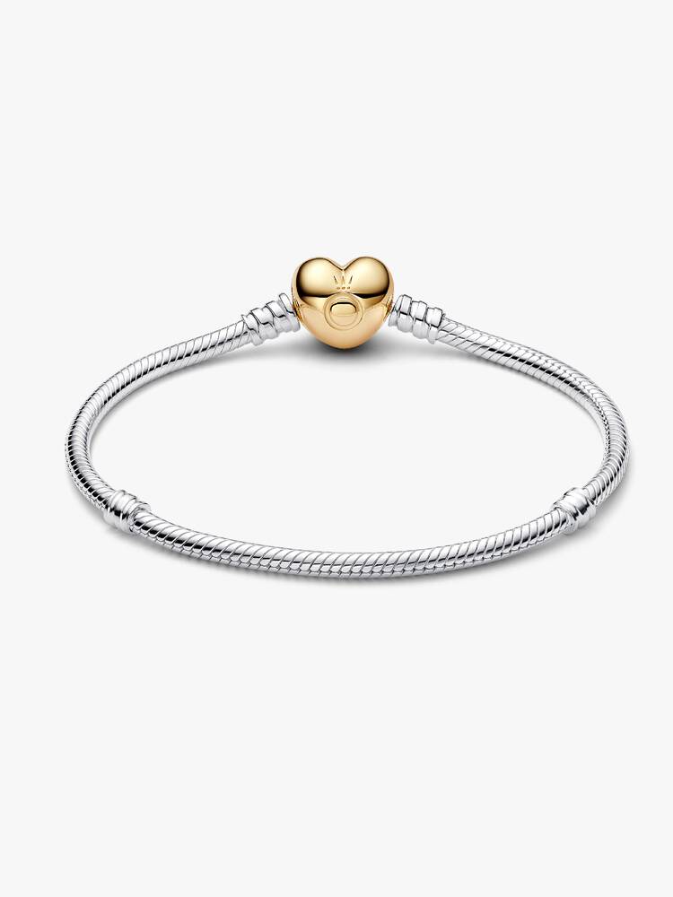 Pulsera cadena de serpiente con broche de corazón oro