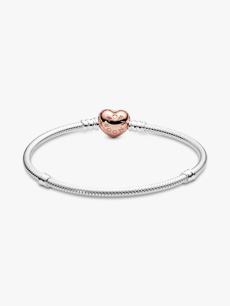 Pulsera cadena de serpiente con broche de corazón en pavé