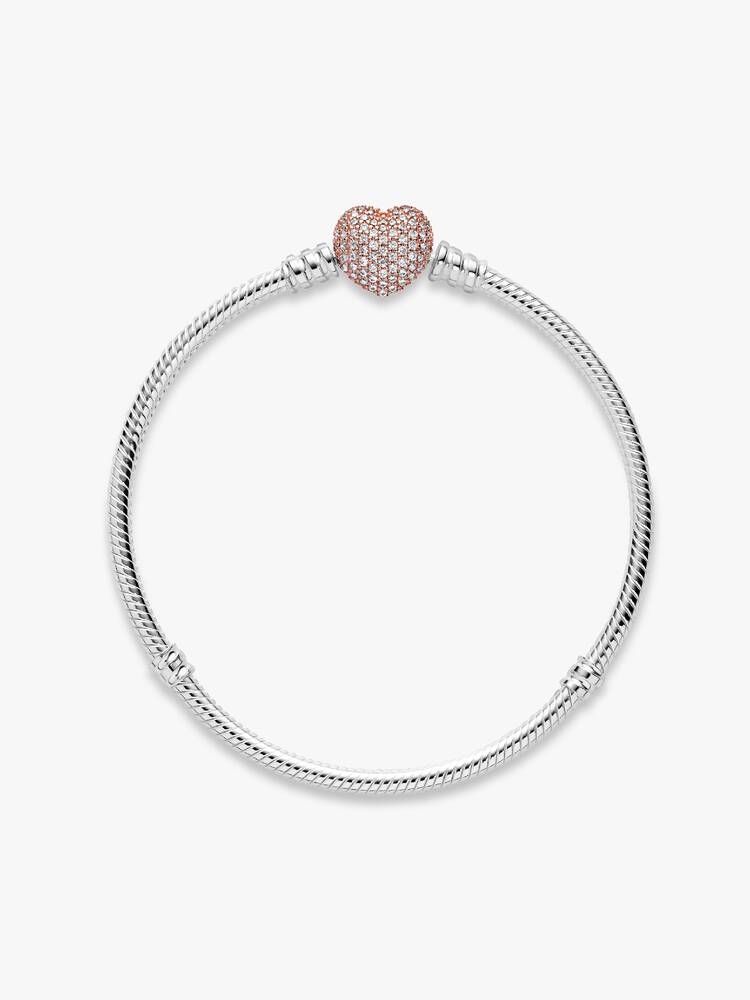 Pulsera cadena de serpiente con broche de corazón en pavé