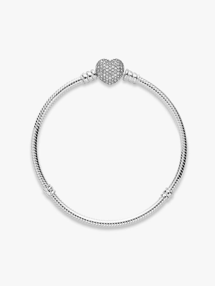 Pulsera de cadena de serpiente y corazón brillante