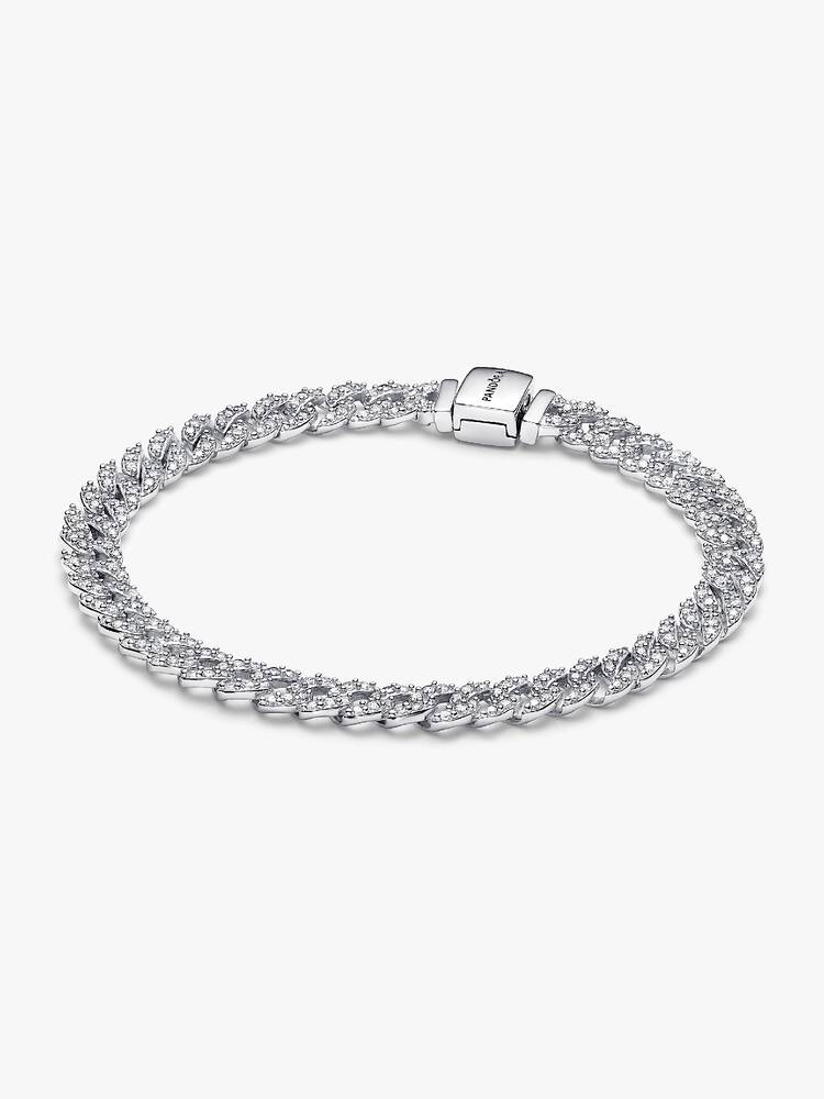 Pulsera de cadena cubana en pavé de Pandora