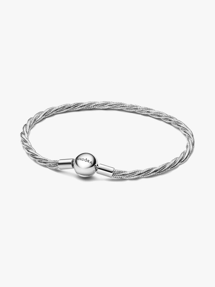 Pulsera de serpiente trenzada con broche redondo de Pandora
