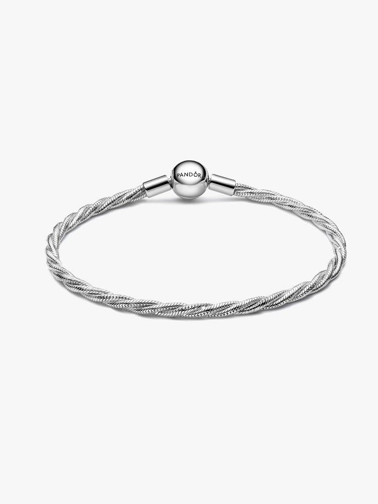 Pulsera de serpiente trenzada con broche redondo de Pandora