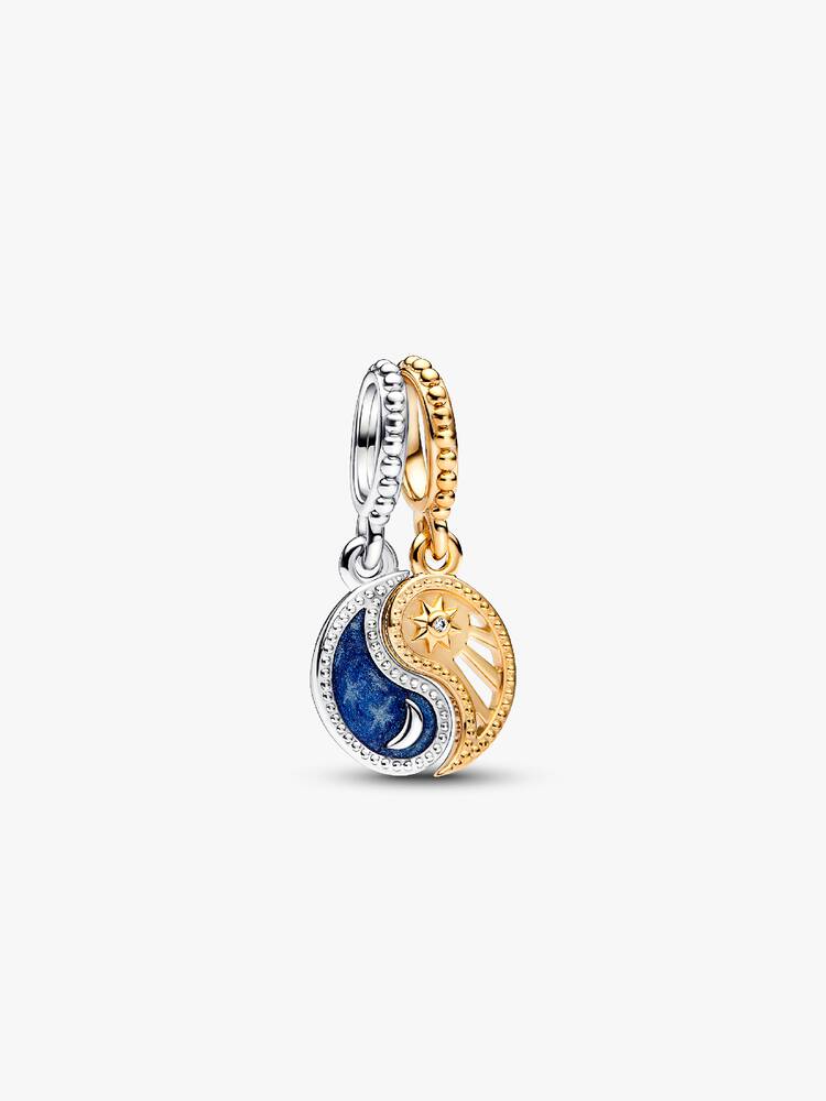 Charm colgante separable de dos tonos Sol y Luna